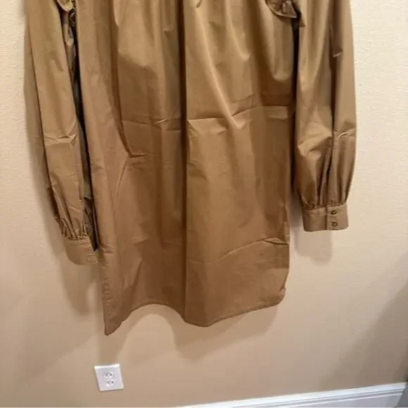 Tuckernuck Xirena Camel Brown Cotton Long Sleeve Mini Dress Small - Picture 6 of 12